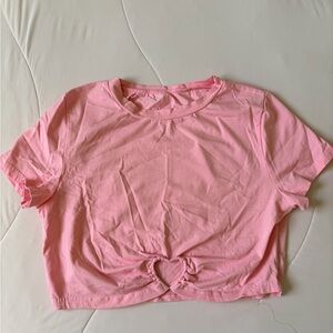 Pink Short Sleeve T-Shirt with Knot Detail